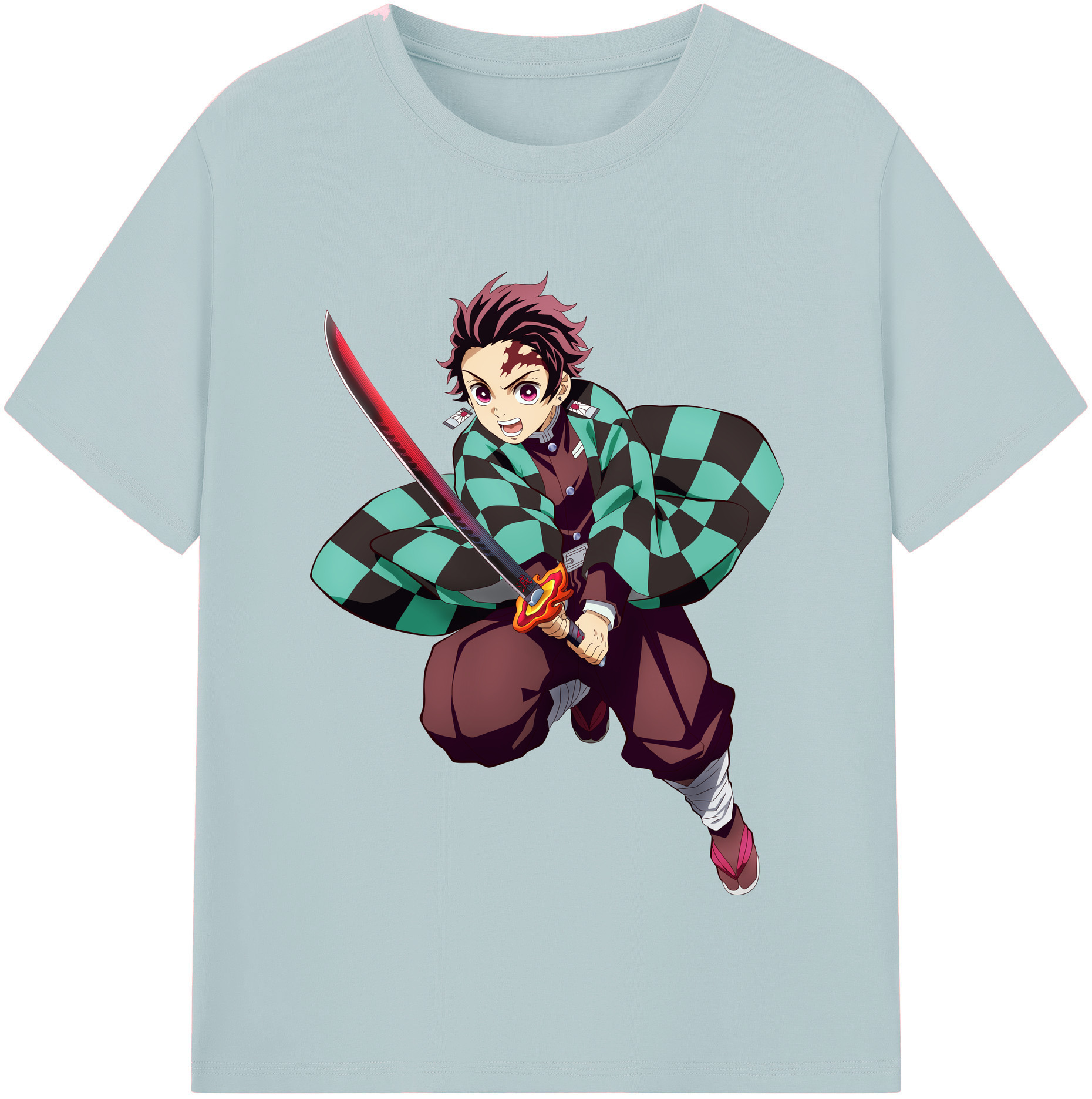 （画像用） 鬼滅の刃 竈門 炭治郎／かまど たんじろう Kamado Tanjirou 綿100％半袖Tシャツ（フロントプリント）